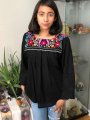 Style by Me Toronto Emma modeling hand embrodery blouse black floral designs from oaxaca mexico in toronto 3