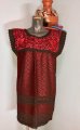 black with Red color Handwoven Dress and hand Embrodery from oaxaca style by me in toronto belen mosqueda mexican art
