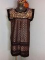 black with gold colors Handwoven Dress and hand Embrodery from oaxaca style by me in toronto belen mosqueda mexican art