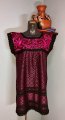 black with pink color Handwoven Dress and hand Embrodery from oaxaca style by me in toronto belen mosqueda mexican art